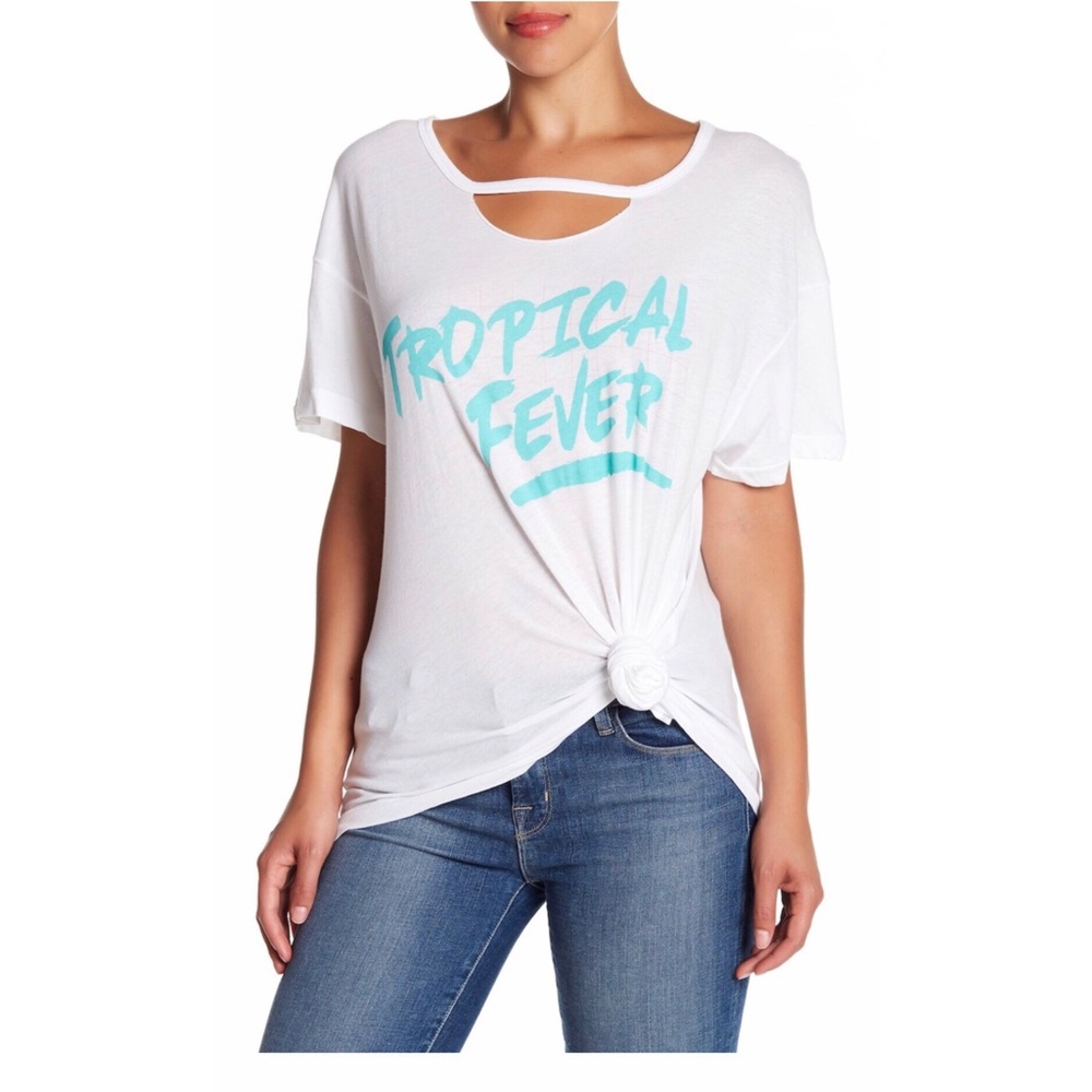 Wildfox Rip Neck Tee (M) NWT - Picture 3 of 8